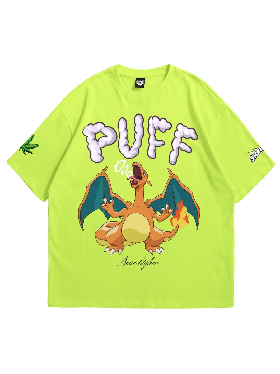 Charizard's puff Pokemon Green Oversized T-shirt